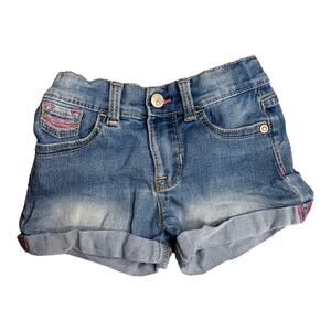 Jordache rolled cuff denim shorts pink stitching 3T
